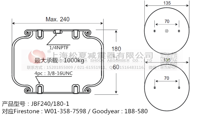 JBF240-180-1橡膠<a href='http://www.485353.cn/' target='_blank'><u>空氣彈簧</u></a>