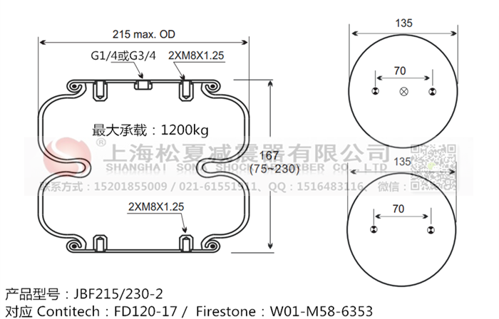 JBF215/230-2橡膠<a href='http://www.485353.cn/' target='_blank'><u>空氣彈簧</u></a>